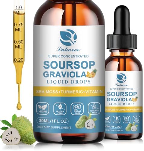 (2 Pack) Soursop Graviola Leaf Extract Liquid Drop Plus Pure Botanical Sea Moss for Cell Support and Regeneration Immunity and Gut Health Soursop Bitters Liquid Full Texture Natural Flavor 1 Fl Oz