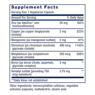 Life Extension Only Trace Minerals, A Daily Dose Of Zinc, Chromium, Boron, Copper, Manganese, Vanadyl Sulfate, Gluten-Free, Non-Gmo, Vegetarian, 90 Capsules