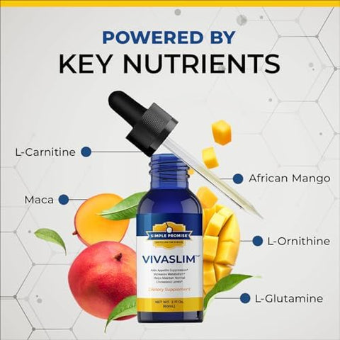 Simple Promise Vivaslim - Liquid Supplement With Maca Root Rhodiola Rosea & African Mango - Supports Metabolism Appetite Control & Weight Management - 2 Fl Oz