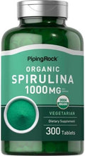 Piping Rock Organic Spirulina Tablets 1000 Mg 300 Pills Vegetarian Non Gmo Gluten Free Supplement