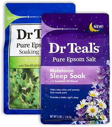 Dr Teal'S Salt Bath Variety Set (2 Pack3Lbs Ea.) - Relax & Relief Eucalyptus & SpearmintMelatonin Sleep Soak