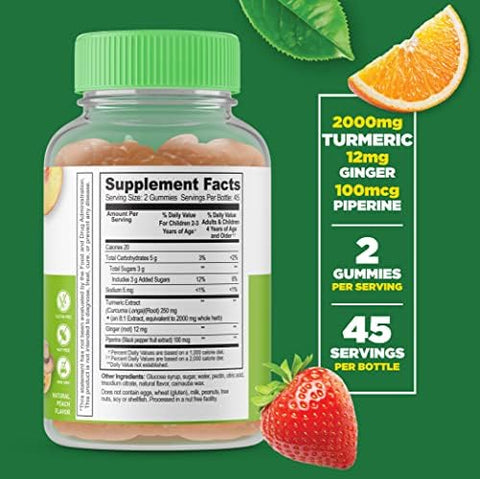 Lifeable Turmeric Curcumin Kids + Zinc 25Mg Kids Gummies Bundle Great Tasting Vitamin Supplement Gluten Gmo Chewable Gummy