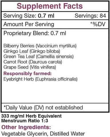 Secrets of the Tribe Falcon Eye Alcohol-Free Extract, High-Potency Herbal Drops, Tincture Made from Bilberry, Eyebright, Ginkgo, Green Tea, Carrot, Grape. Healthy Vision Support 2 oz