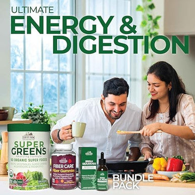 Country Farms Super Greens Natural & Fiber Gummies With Bonus Sea Moss Tincture Natural Energy Support Digestive Health Supports Regularity Bundle Pack
