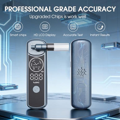 Moonpool Breathalyzer Alcohol Tester Portable Digital Breathalyzer With Lcd Display & Tri-Color Bac Indicator Voice Guidance Usb Rechargeable For Home & Party Use (Includes 4 Mouthpieces)