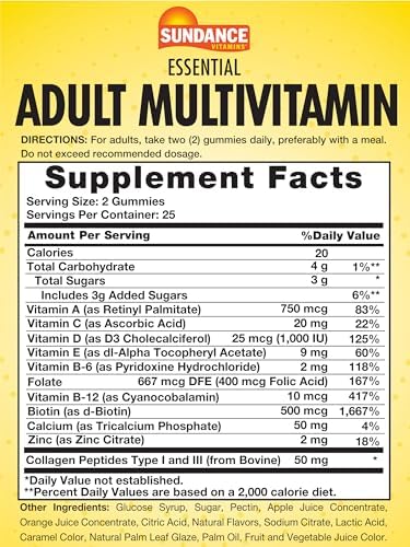 Sundance Multivitamin Gummies for Adults for Men and Women Mixed Berry Flavor NonGMO and Gluten Free Supplement