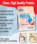 Wild Society - All Natural Clear Whey Isolate Protein Powder + Electrolytes - Refreshing Clear Protein Isolate Drink - 20G Protein 0 Added Sugar Gmo- Nothing Artificial - Rocket Pop 16 Oz