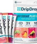 Dripdrop Zero Sugar Plus Sugar Hydration Packets Single Serve Electrolytes Powder Drink Mix Strawberry Kiwi Peach Cherry Limeade Wild Berry Nongmo Gluten Vegan 16 Sticks