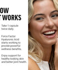 Force Factor Hyaluronic Acid Supplements Hyaluronic Acid Capsules For Joint Health And Skin Hydration Joint Health Supplement For Women And Men High Potency Vegan 60 Capsules