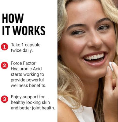 Force Factor Hyaluronic Acid Supplements Hyaluronic Acid Capsules For Joint Health And Skin Hydration Joint Health Supplement For Women And Men High Potency Vegan 60 Capsules