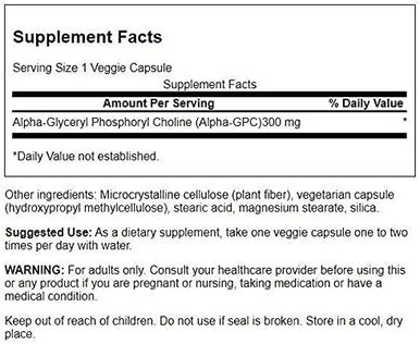 Swanson Alpha-Gpc Alpha Glycerophosphocholine 300 Milligrams 60 Veg Capsules