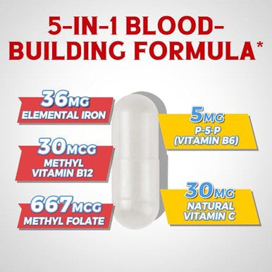 Vitalibre Iron Supplement For Women & Men, With Vitamins C, B6, B12 & Folate+Vitalibre Women'S Probiotics 100 Billion Cfu, 15 Strains, W/Prebiotic, Cranberry, Vitamin B6 & Vc,