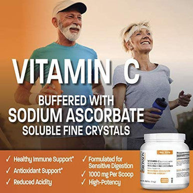 Buffered Vitamin C Powder Ascorbic Buffered with Ascorbate Soluble Fine Crystals Promotes Healthy Immune System and Cell Protection Powerful Antioxidant - 1 Kilogram (2.2 Lbs)