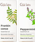 Gya Labs Frankincense Oil For Skin & Peppermint Oil For Hair Set - Aromatherapy Grade Essential Oils Set - 2X0.34 Fl Oz - Gya Labs