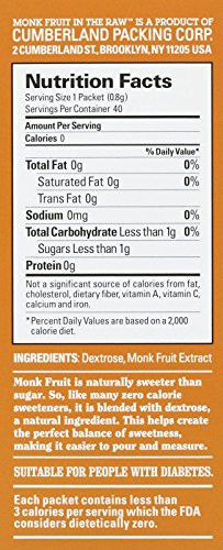 Sugar In The Raw, Monk Fruit In The Raw, 40 Count