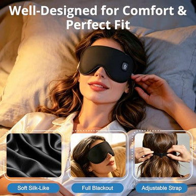 Maweme Heated Eye Mask For Dry EyesCordless Warm Eye Compress 3 Heat Levels Heat And Cooling Eye Relief Improved SleepLight Blocking Design Washable Cover Travel s For Men Women