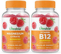 Lifeable Magnesium + Vitamin B12 Gummies Bundle Great Tasting Vitamin Supplement Gluten Gmo Chewable Gummy