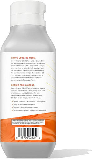 Bulletproof Brain Octane Premium C8 Mct Oil From Non-Gmo Coconuts, 14G Mcts, 14 Fl Oz, Keto Supplement For Sustained Energy, Appetite Control, Mental & Physical Energy, Non-Gmo, Vegan & Cruelty Free