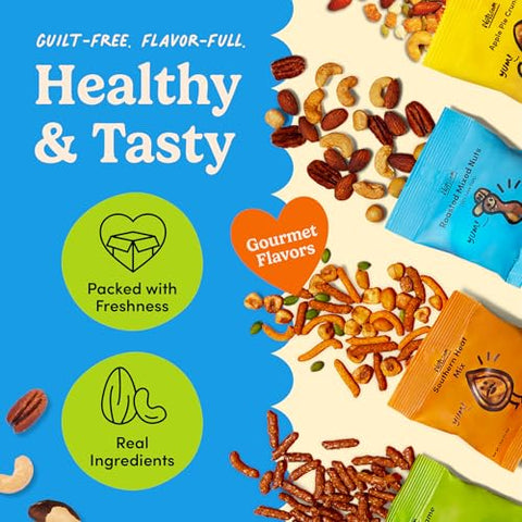 Nuts.com - Nuts and Dried Fruits Snack Box Ã¢â‚¬â€œ Gourmet Mix Assortment for Festive Gifts Ã¢â‚¬â€œ Package Includes Mixed Nuts, Dried Apricots & Fruits, Trail Mix, Heat Mix and Apple Pie Crunch