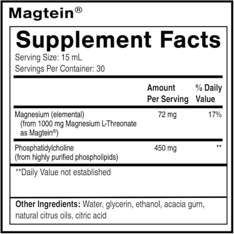 Quicksilver Scientific Liposomal Magtein Magnesium Supplement for Brain Function Support Stress Sleep and Memory Support GlutenFree SugarFree and Vegan 15.2 fl oz (30 Servings)