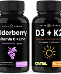 Nutrachamps Elderberry And Vitamin D3+K2 Capsules Bundle