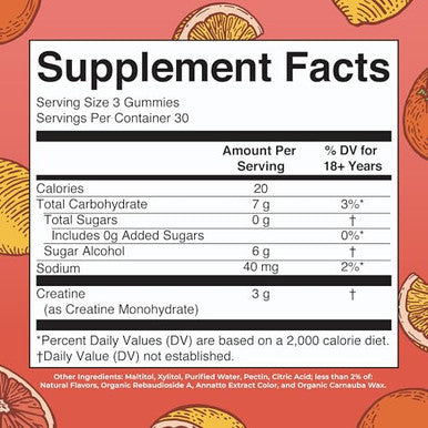 Maryruth'S Creatine Gummies Creatine Monohydrate Gummies 3G Creatine Per Serving Creatine For Women & Men Tangerine Citrus Flavor Exercise Workout Sugar Free Vegan 90 Count