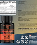 Elements Magnesium Glycinate 1500Mg With Vitamin D3 K2 + Zinc & Calcium D3 10,000 Iu K2 200Mcg Calcium 50Mg Zinc 50Mg Bone, Muscle & Immune Support For Women & Men - Vegan - Non-Gmo