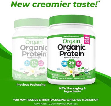 Orgain Organic Vegan Protein Powder Vanilla Bean 21G Plant Based Protein 4G Prebiotic Fiber No Lactose Ingredients No Added Sugar Nongmo For Shakes & Smoothies 1.02 Lb (Packaging May Vary)