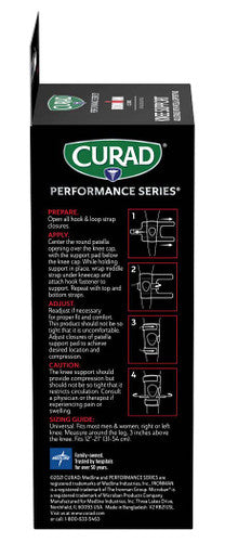 Curad Performance Series Ironman Knee Support Adjustable with Patella Support Pad for Tendonitis Weak or Injured Knees Preventative Support for Athletes