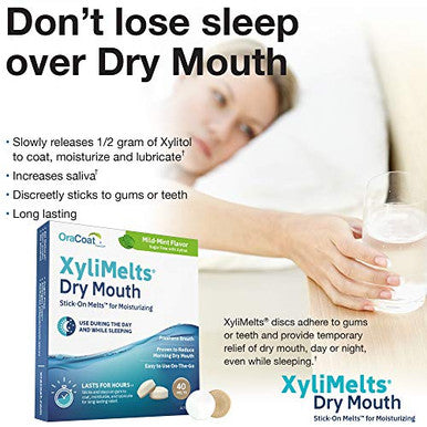 Oracoat Xylimelts Dry Mouth Relief Bundle Slightly Sweet 40 Count Mild Mint 40 Count And Cinnamon 40 Count