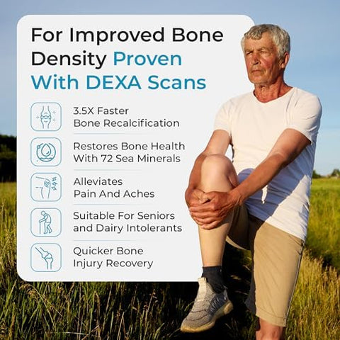 Marine Calcium Bone Density Supplement 3.5X Absorbable Pearl Calcium and Icelandic Marine Algae with Magnesium Vitamin D3 K2 and More Organic Holistic Alternative Astronaut Endorsed 30 Days Supply