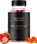 Black Girl Vitamins - Hair, Skin, And Nails Gummies With Biotin (6000 Mcg), Zinc, Gelatin Free, Vitamin A, And Vitamin E - Gluten-Free. Made In The Usa (Strawberry, 60 Count) 30 Day Supply