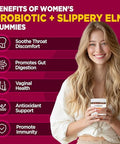 Natisland Slippery Elm For Women Gummies Organic Slippery Elm Bark Extract With Probiotics Sea Buckthorn L-Glutamine For Gut & Digestive Health Throat & Respiratory Support Sugar Free Vegan 60 Gummies