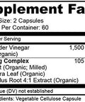 Apple Cider Vinegar 1500mg - Raw, Non-GMO, Extra Strength, 120 or 180 Capsules, Vegetarian (120 Capsules)