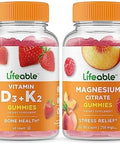 Lifeable Vitamin D3 + Vitamin K2 + Magnesium 85Mg Gummies Bundle Great Tasting Vitamin Supplement Gluten Gmo Chewable Gummy