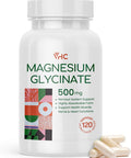 Vhc Magnesium Glycinate 500Mg Supplement Capsules, High Absorption- Gentle Form, Muscle, Heart Support - Highly Purified Magnesium Mineral Supplements For Women & Men, 120 Caps, Made In Usa