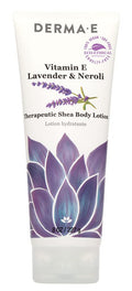 DERMA E Vitamin E Lavender and Neroli Therapeutic Shea Body Lotion All Natural Moisturizer for Dry Skin Gently Scented Cruelty Free Moisturizing Cream, 8 oz