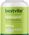 Bestvite Pycnogenol 100mg (60 Capsules) - French Maritime Pine Bark Extract - No Stearates - Gluten - Non GMO
