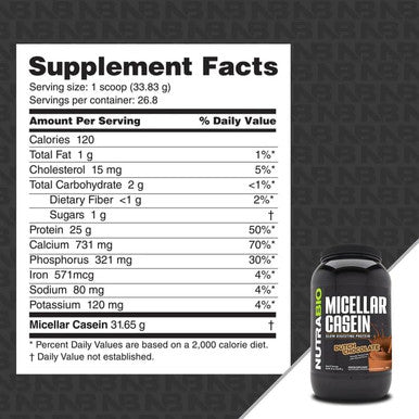 Nutrabio Micellar Casein Protein Powder 2 lbs Dutch Chocolate