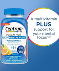 Centrum Multigummies Multi+ Dual Action Mental Focus Adult Multivitamin With Caffeine From Green Tea, Supports Mental Focus, Attention And Alertness, Lemon/Orange Flavors - 90 Count