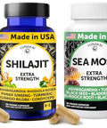 Lunakai Usa Made Shilajit & Sea Moss Capsules Bundle With Ashwagandha Black Seed Oil & Rhodiola For Strength & Immune Support 60Ct Each