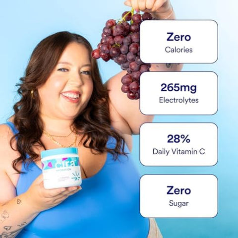 Cira Hydration Electrolytes Packets Electrolyte Powder Naturally Flavoured & Sweetened W Stevia Onthego Hydration Packets W Himalayan Salt Magnesium Potassium Very Grapeful 20 Servings