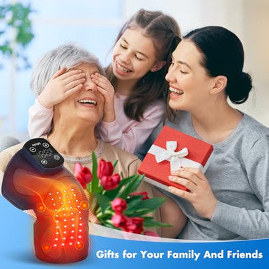 Miula Red Light Therapy & Vibration Massage Knee Brace Wireless Rechargeable With 660Nm&850Nm Light & Heating Function Relief For Knee Joint Elbow & Shoulder Pain Promotes Faster Recovery