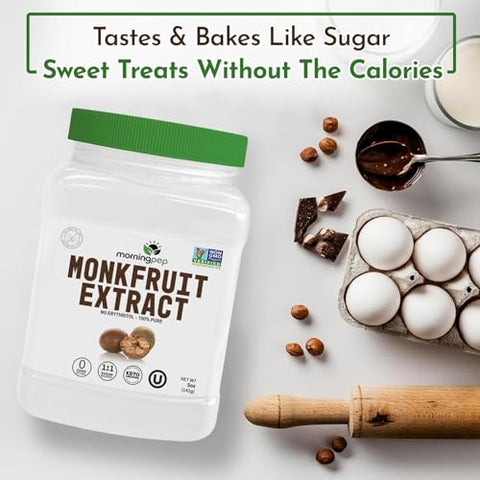 Morning Pep Monk Fruit Classic | White Sugar Substitute 2.5 lb and Morning Pep 100% Pure Monk Fruit extract sweetener, No Erythritol,5 oz
