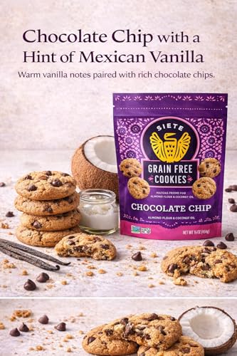 Siete Grain Free Cookies Mexican Vanilla Chocolate Chip ÃƒÂ¢Ã¢â€šÂ¬Ã¢â‚¬Å“ Gluten Free Vegan Cookies ÃƒÂ¢Ã¢â€šÂ¬Ã¢â‚¬Å“ Almond Flour Cookies with Coconut Oil ÃƒÂ¢Ã¢â€šÂ¬Ã¢â‚¬Å“ Dairy Free, Paleo Friendly Snack ÃƒÂ¢Ã¢â€šÂ¬Ã¢â‚¬Å“ 16 oz