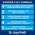 Dr. Maxwell Serotonin And Dopamine Supplements With Mood Probiotic 5In1 Support For (1) Dopamine (2) Serotonin (3) Mood (4) Relaxation (5) Focus & Brain 60 Capsules