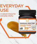 Manuka Doctor - MGO 35+ Manuka Honey Multifloral, 100% Pure New Zealand Honey. Certified. Guaranteed. Raw. Non-GMO (8.75oz)