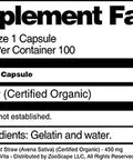 Terravita Wild Oat Straw (Avena Sativa) (Certified Organic) - 450 Mg (100 Capsules, Zin: 518609)
