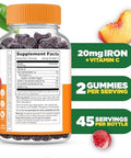 Lifeable Iron Gummies 20Mg With Vitamin C Great Tasting Blood Builder Iron Supplement Iron With Vitamin C For Iron Deficiency Iron Gummies For Women Men Adults 90 Gummies