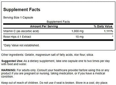 Swanson Vitamin C with Rose HIPS 1000 Milligrams 30 Capsules